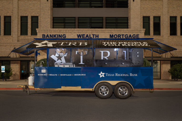 Texas Regional Bank's smoker trailer